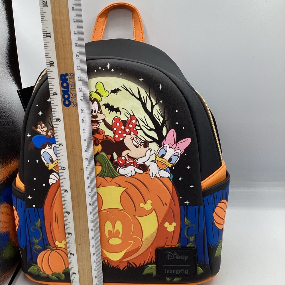 Disney Loungefly Halloween Glow Mickey Pumpkin Mini Backpack NWT - Picture 4 of 6